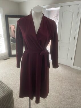 Ann Taylor Factory Women's Wrap Dress in Deep Burgundy